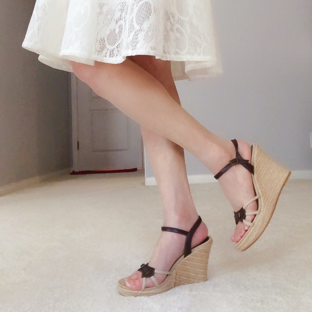 MIA Gwen Leather Espadrille Platform Wedge Sandal